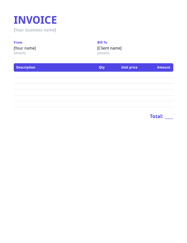 Invoice template preview