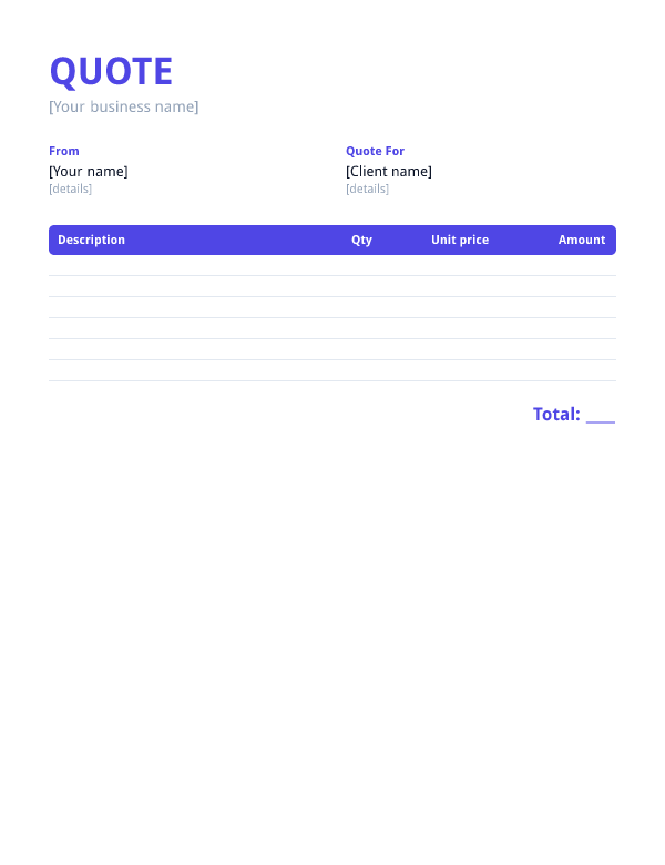 Quote template preview