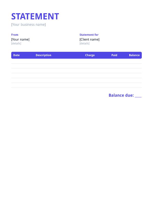 Statement template preview